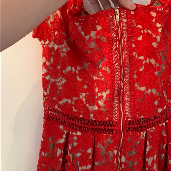 Francesca’s off the shoulder red lace dress - Picture 6 of 9